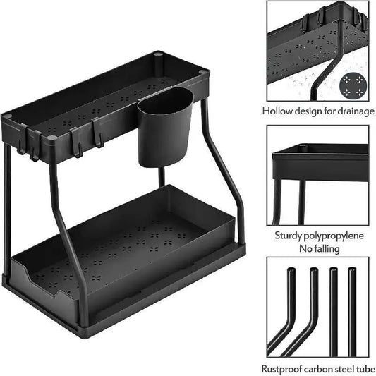 2 Tier L Shape Sliding Under Sink Organizer